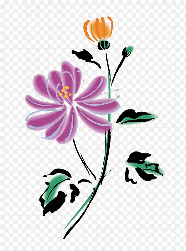 手绘菊花PNG素材