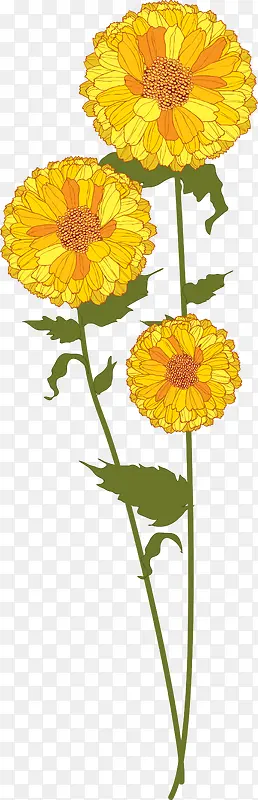 创意手绘水彩黄色的向日葵植物
