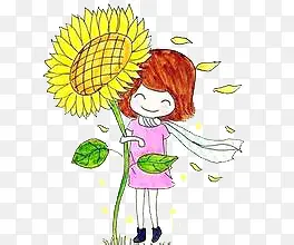 卡通向日葵女生