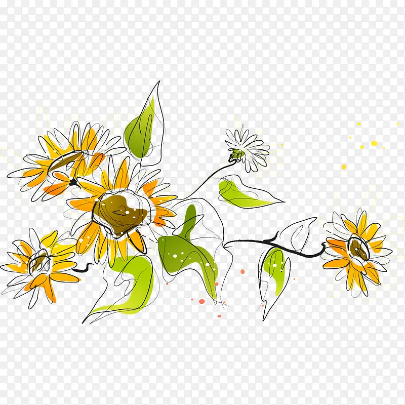 黄色的手绘菊花
