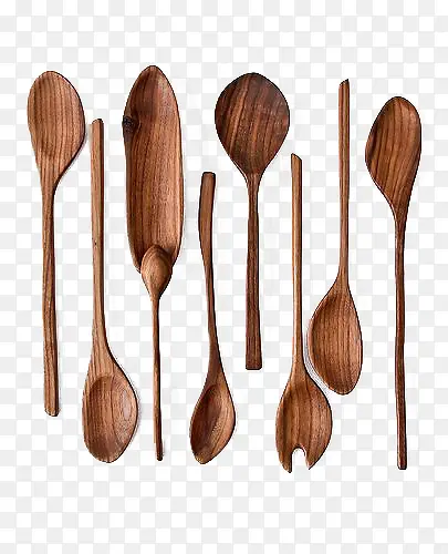八个木质勺子