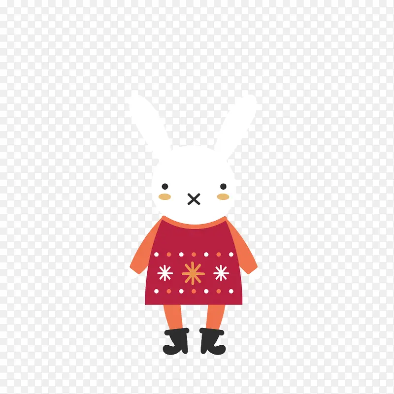 穿红色毛衣的可爱兔子