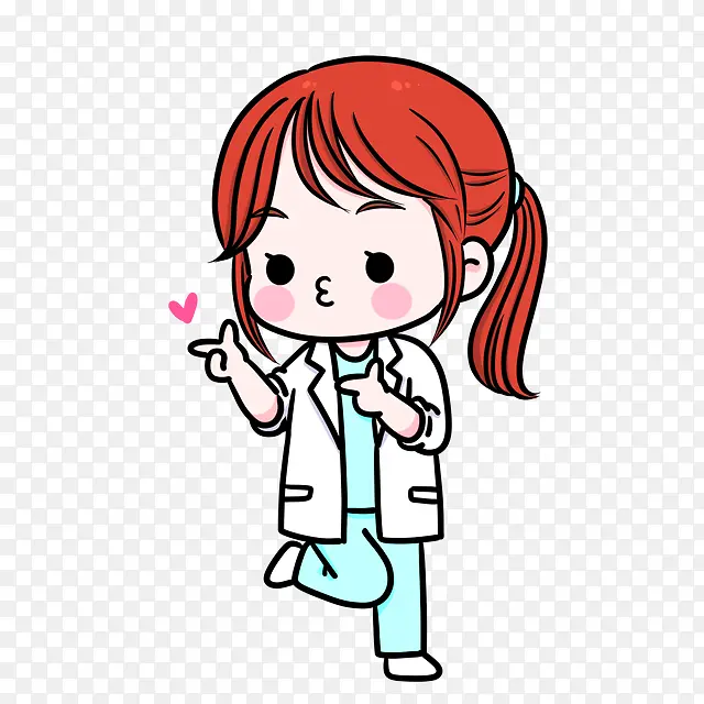 卡通可爱女孩医护人员装饰图案