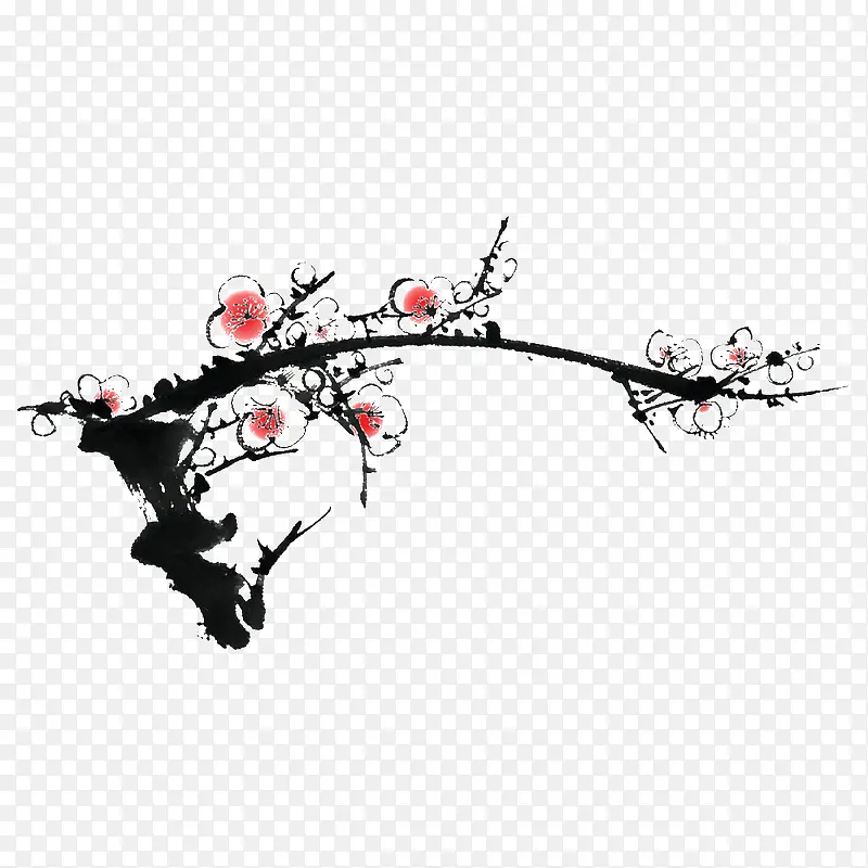 桃花花枝手绘图