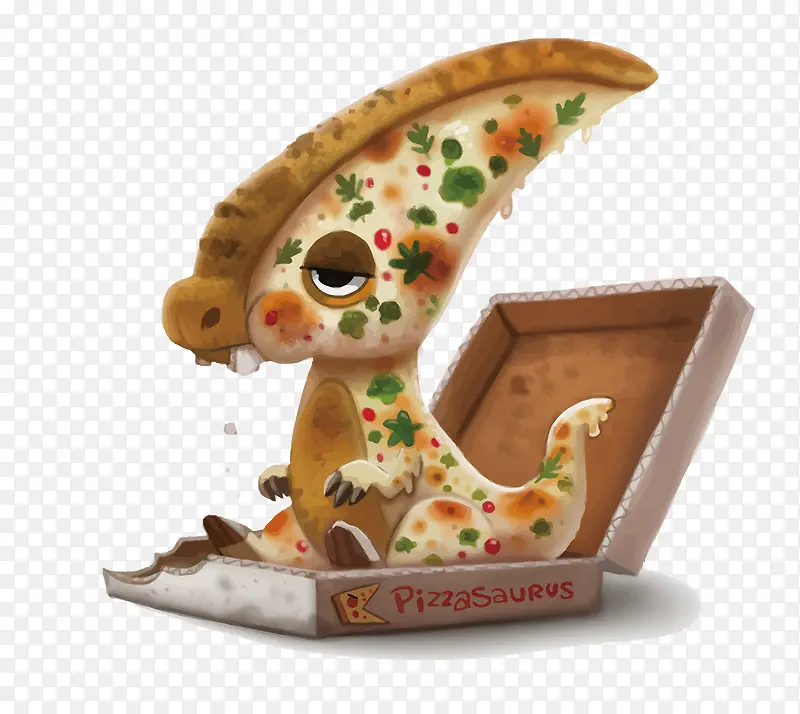 矢量披萨小恐龙