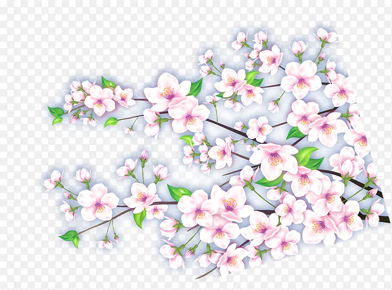 粉色桃花手绘装饰图案