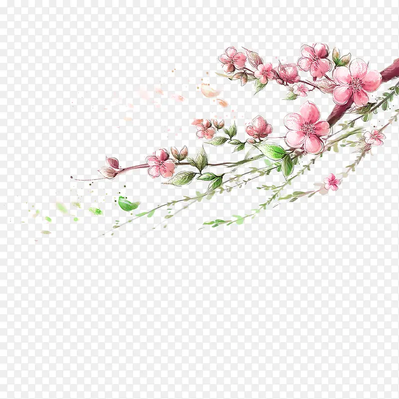 手绘桃花枝PNG图片素材下载_图片编号10424446-PNG素材网