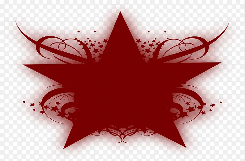 红色中式传统五角星花纹