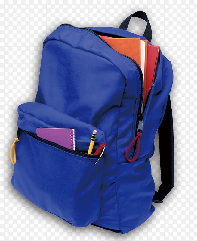 蓝色的背包和学习用品