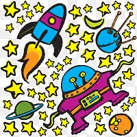 卡通黄色五角星太空