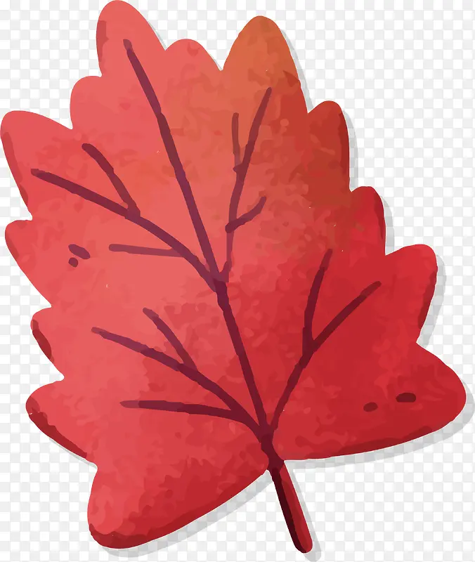 红色手绘树叶