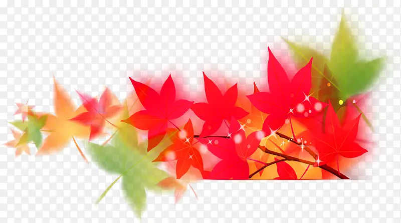 红绿色秋天枫叶海报