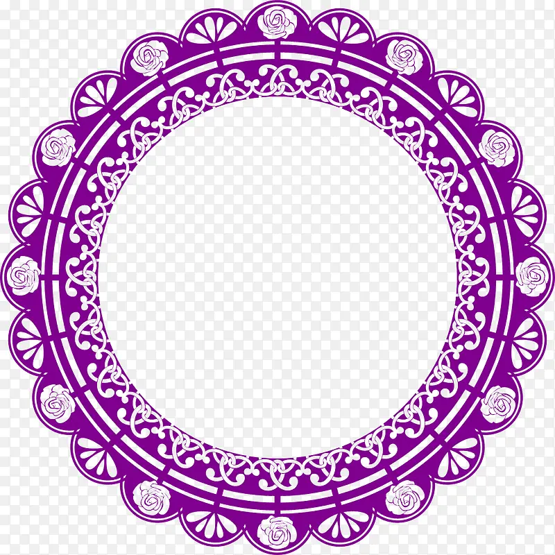 紫色复古花纹创意元素