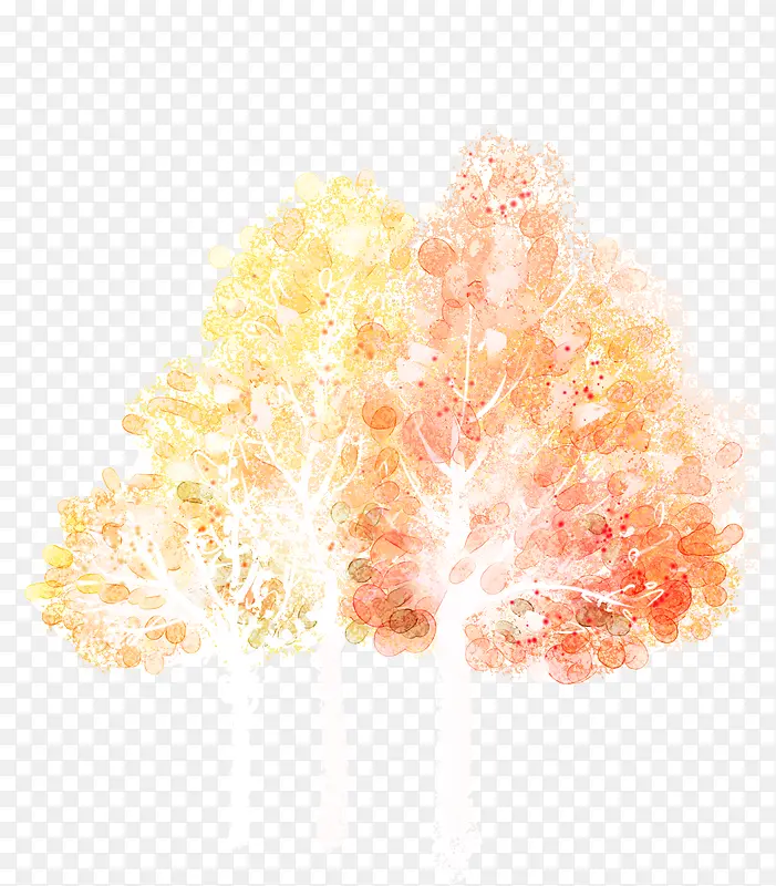 手绘树木秋天风景