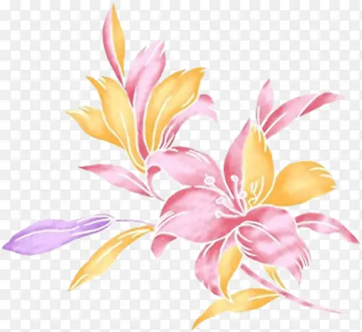 粉色创意手绘花朵美景