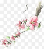 粉色水墨手绘艺术花朵