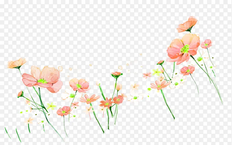 粉色小清新手绘花朵装饰图案