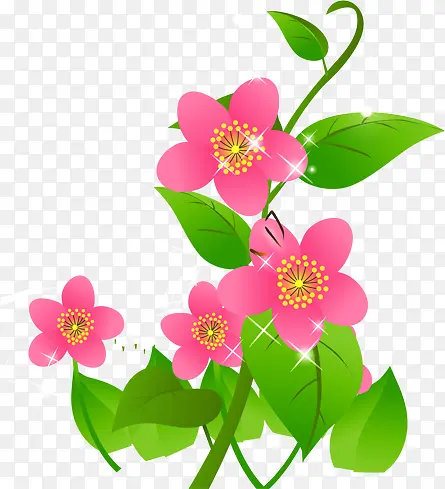 粉色花朵手绘春天装饰