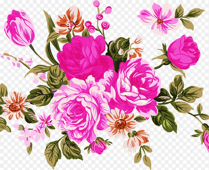 粉色手绘温馨花朵装饰