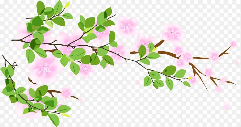 粉色淡雅手绘花朵美景