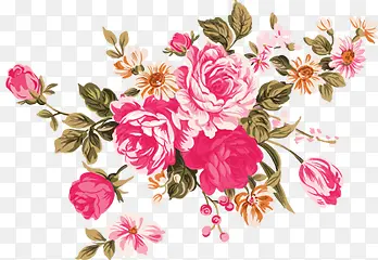 节日手绘粉色花朵美景