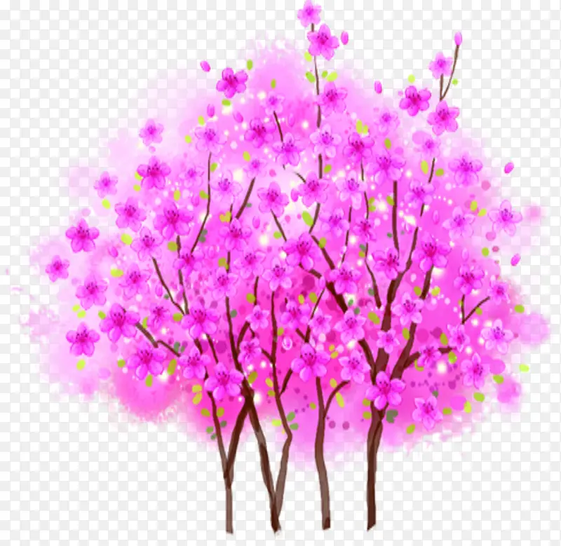粉色梦幻花朵树木