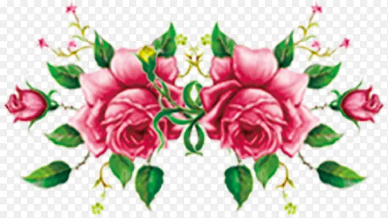 粉色个性手绘婚礼花朵