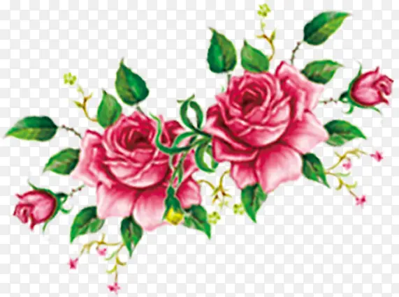 粉色手绘美景花朵新婚