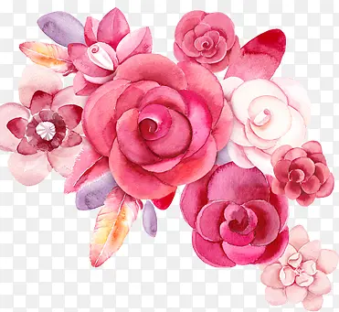 粉色淡雅花朵装饰手绘