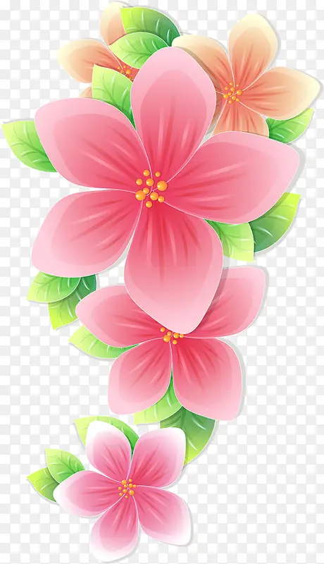 手绘粉色花朵艺术海报