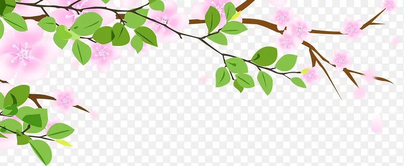 春天手绘粉色树枝
