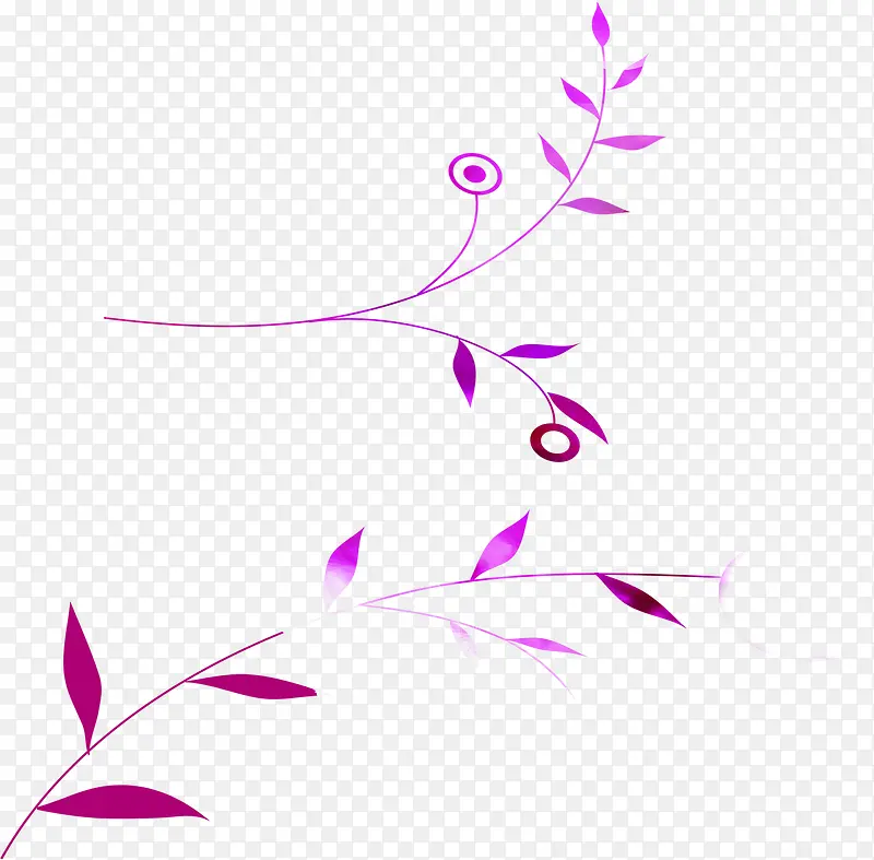 紫色手绘线条树枝