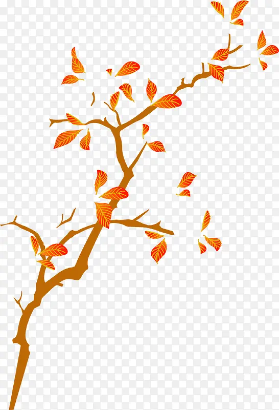 手绘黄色秋季树枝