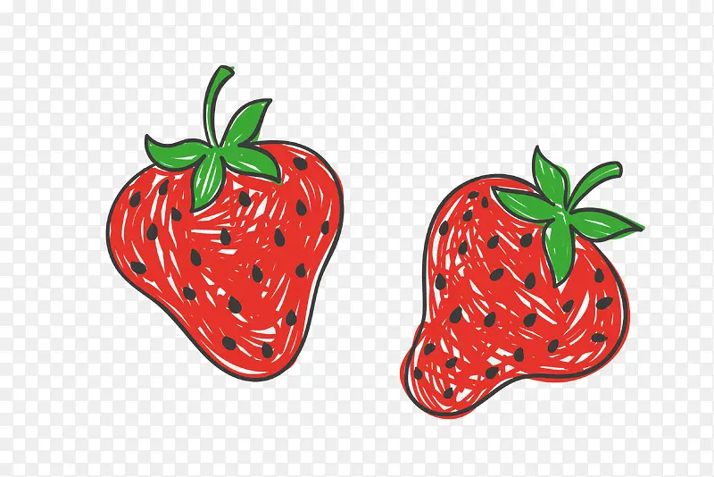 矢量红色水果手绘草莓