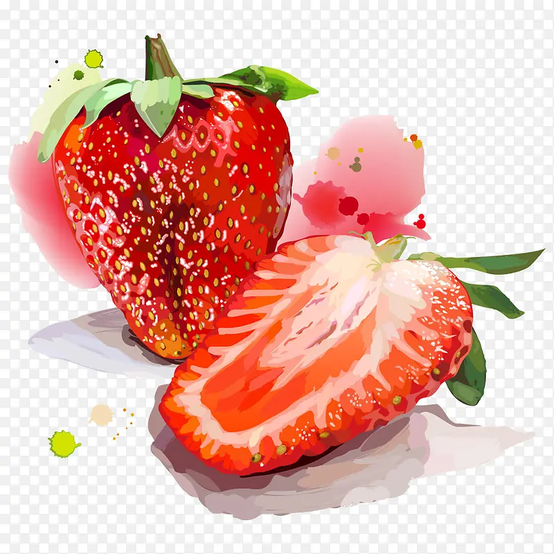水彩和草莓