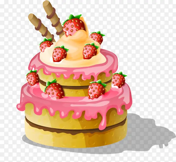 手绘草莓生日蛋糕