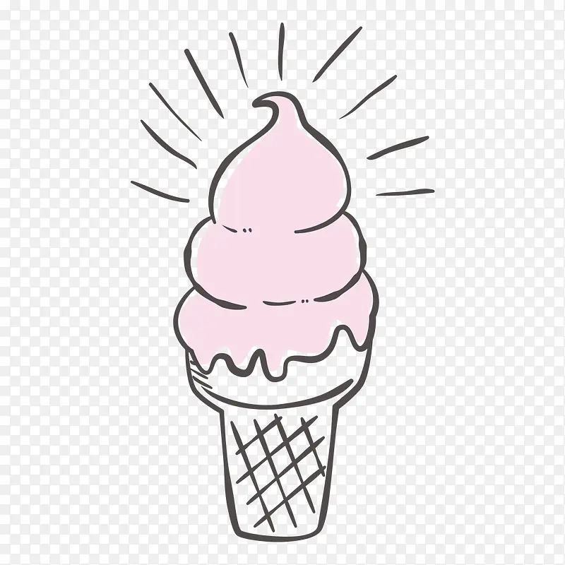 手绘草莓冰淇淋雪糕插画