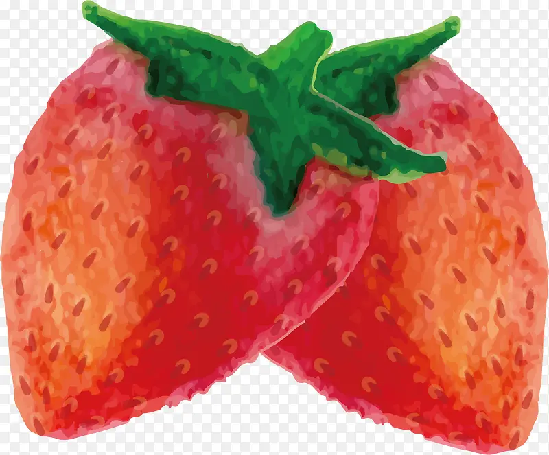 草莓水彩水果背景矢量素材