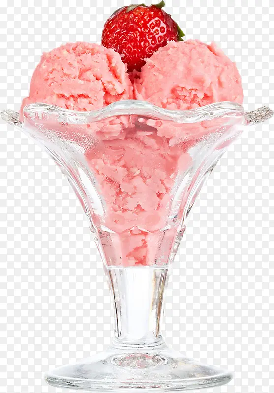 粉色草莓圆球冰激凌
