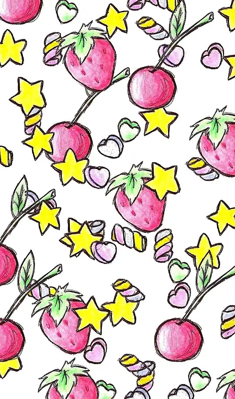 手绘草莓星星壁纸