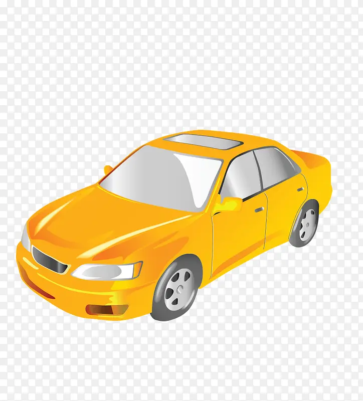 一辆黄色小汽车
