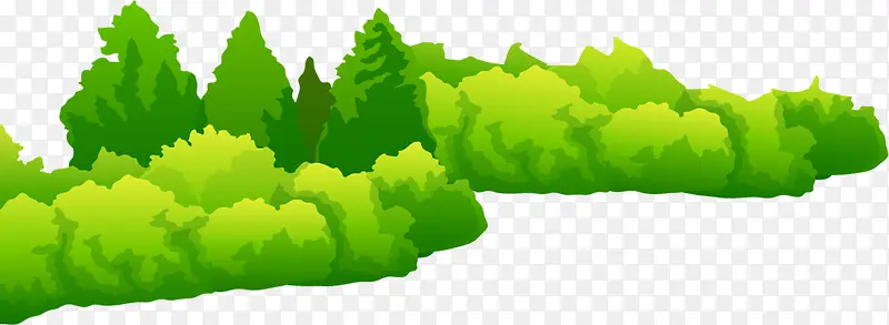 绿色卡通创意树林美景