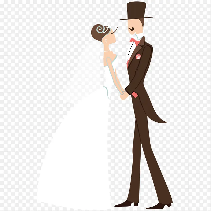 扁平风格卡通人物造型婚礼