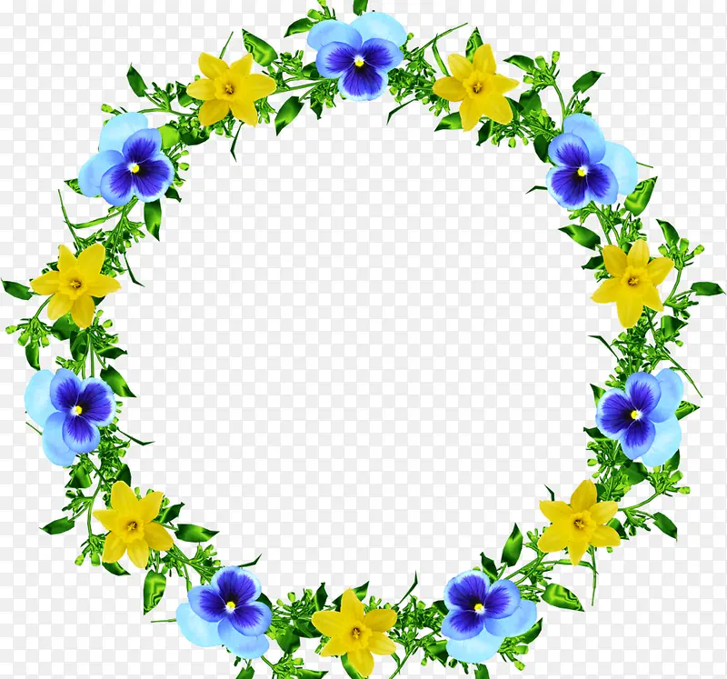 蓝黄小花装饰花环