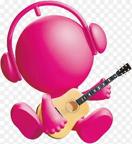 可爱卡通粉色音乐人乐器