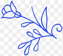 蓝色手绘卡通玫瑰花朵