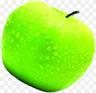 高清绿色苹果水珠