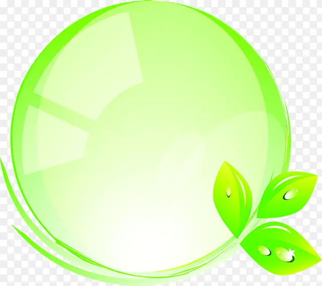 手绘绿色圆形气泡树叶