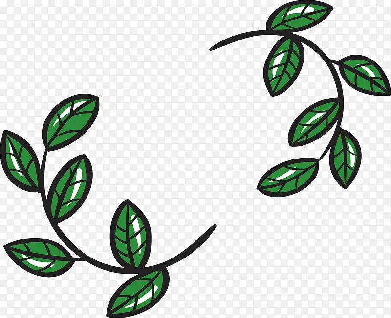 卡通绿色树叶标题框