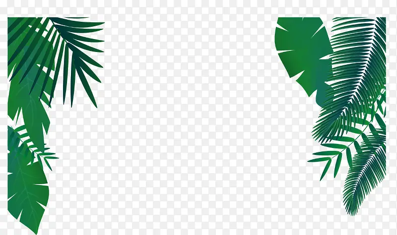 绿色棕榈树叶装饰矢量图